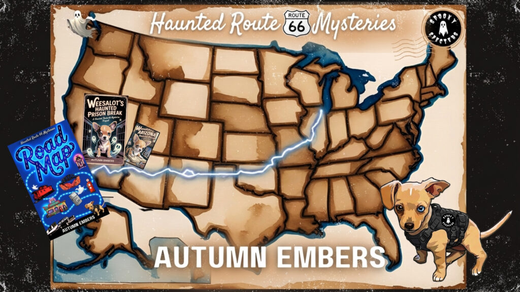 Haunted Route 66 Mysteries series roadmap showing Route 66 from California to Chicago